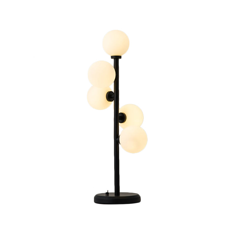 Ball Metal Night Table Lighting Post-Modern Cream Glass 5 Lights Black/Gold Nightstand Lamp for Dining Room Clearhalo 'Lamps' 'Table Lamps' Lighting' 411385