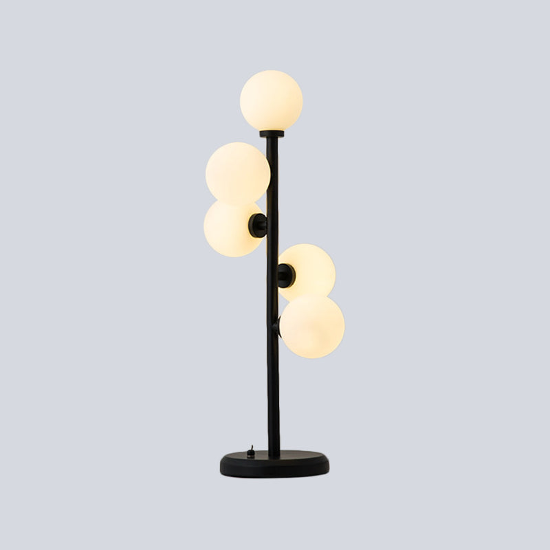 Ball Metal Night Table Lighting Post-Modern Cream Glass 5 Lights Black/Gold Nightstand Lamp for Dining Room Clearhalo 'Lamps' 'Table Lamps' Lighting' 411386