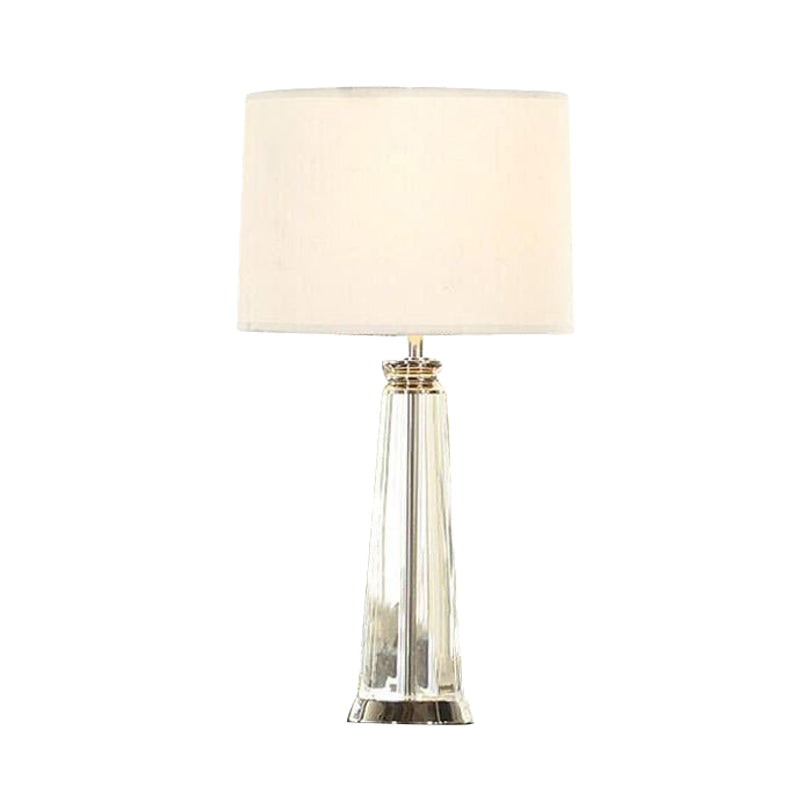 Tapered Table Lamp Simplicity Clear Crystal 1 Bulb White Reading Light, 12