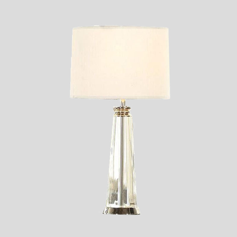 Tapered Table Lamp Simplicity Clear Crystal 1 Bulb White Reading Light, 12