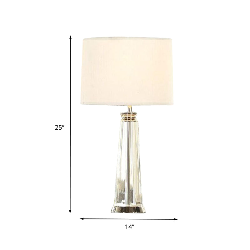 Tapered Table Lamp Simplicity Clear Crystal 1 Bulb White Reading Light, 12