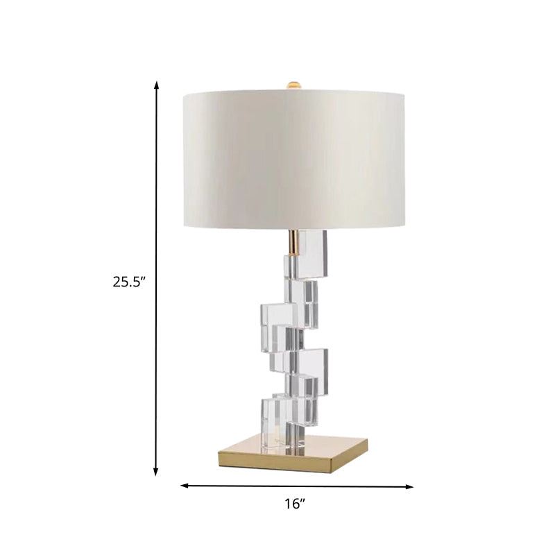 Straight Sided Shade Desk Light Contemporary Fabric 1 Head Night Table Lamp in White Clearhalo 'Lamps' 'Table Lamps' Lighting' 412278