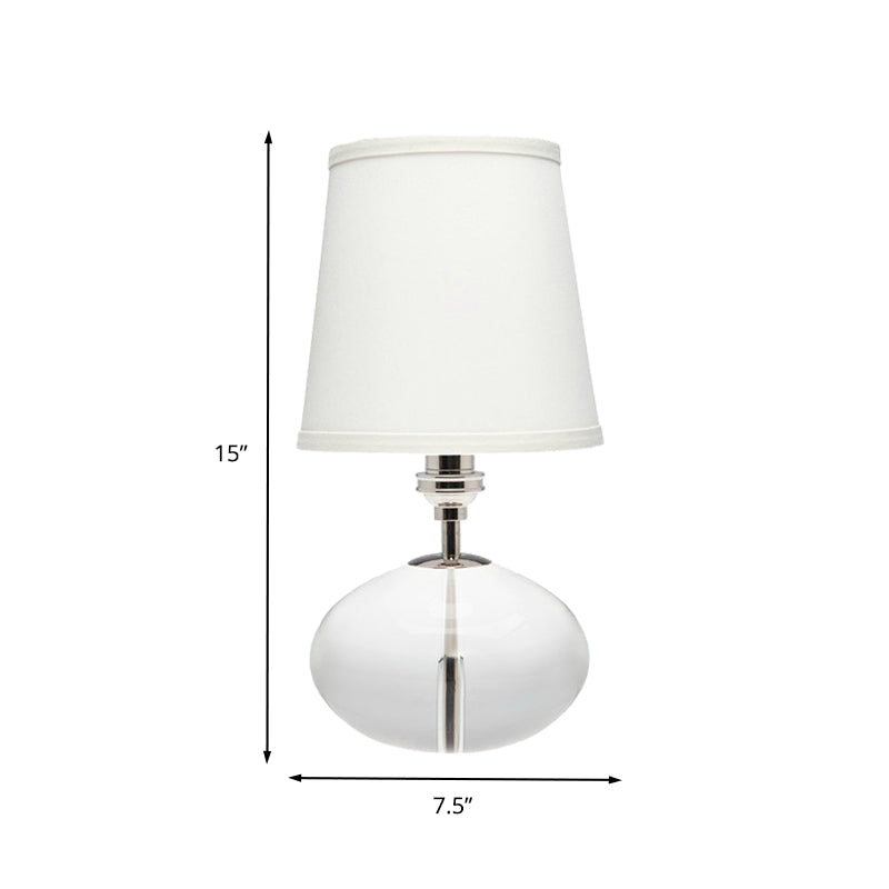 Oblong Fabric Table Light Simplicity Clear Crystal 1 Head Small Desk Lamp in White Clearhalo 'Lamps' 'Table Lamps' Lighting' 412637