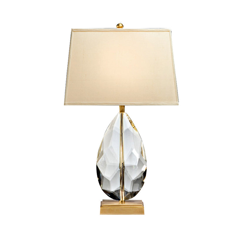 Droplet Shape Task Lighting Modernist Faceted Crystal 1 Bulb Reading Lamp in Gold Clearhalo 'Lamps' 'Table Lamps' Lighting' 412837