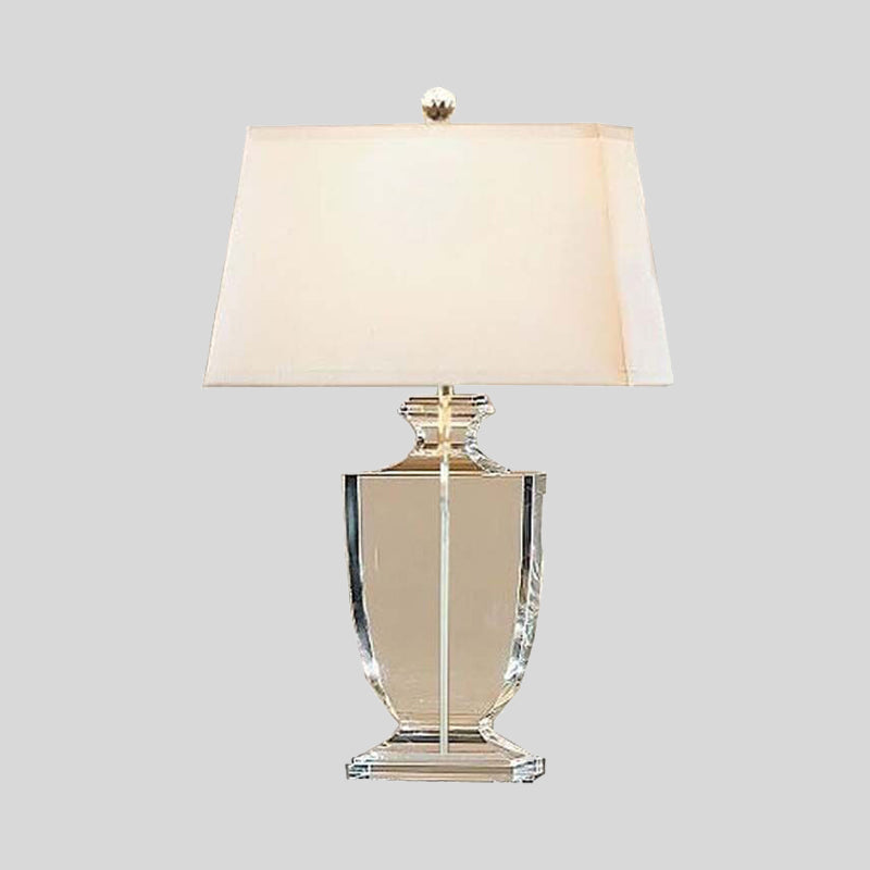 Modernism Urn-Shaped Table Lamp Hand-Cut Crystal 1 Head Reading Book Light in White Clearhalo 'Lamps' 'Table Lamps' Lighting' 412873