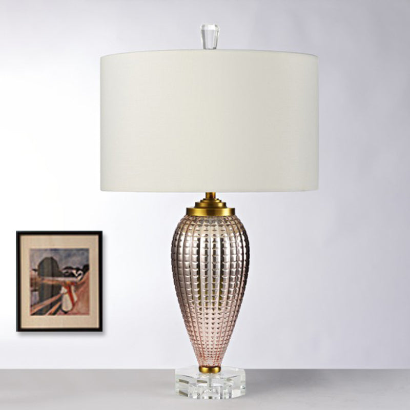 Contemporary 1 Head Table Light White Cylinder Small Desk Lamp with Fabric Shade Clearhalo 'Lamps' 'Table Lamps' Lighting' 412953