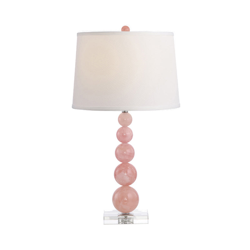 Pink Barrel Shape Task Lighting Modern 1 Bulb Fabric Nightstand Lamp for Bedroom Clearhalo 'Lamps' 'Table Lamps' Lighting' 413270