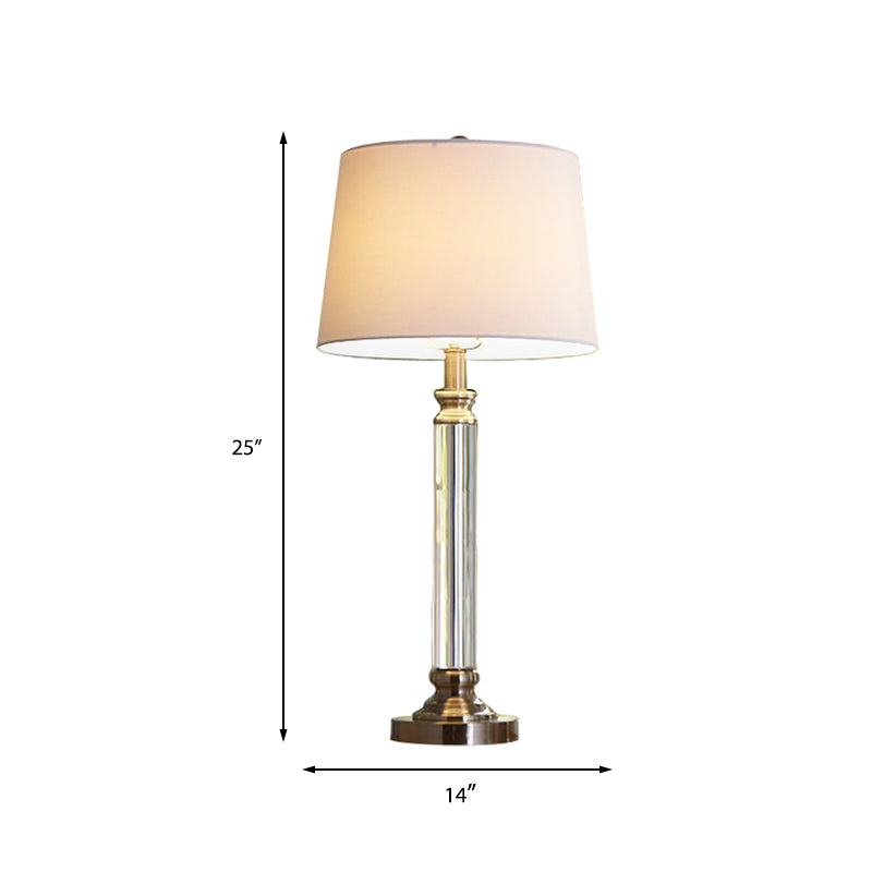 Contemporary 1 Head Task Light Gold Wide Flare Nightstand Lamp with Fabric Shade Clearhalo 'Lamps' 'Table Lamps' Lighting' 413638