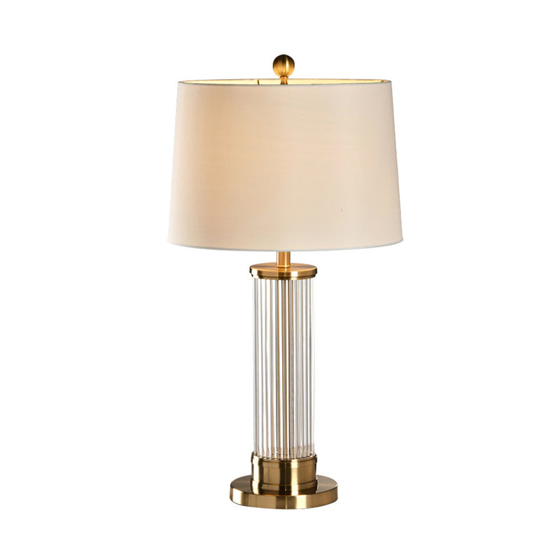 1 Head Column Table Lamp Modernism Hand-Cut Crystal Reading Light in White for Study Clearhalo 'Lamps' 'Table Lamps' Lighting' 413666