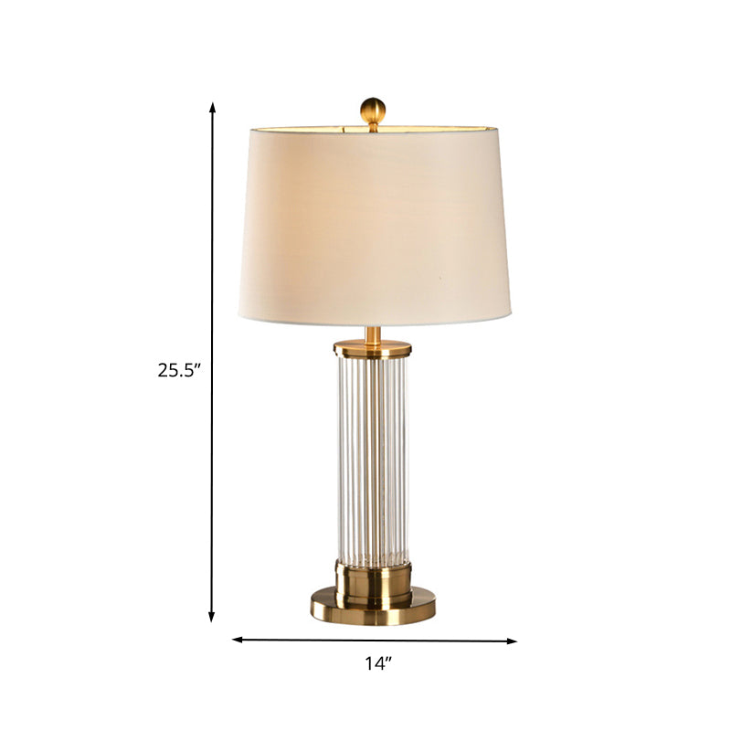 1 Head Column Table Lamp Modernism Hand-Cut Crystal Reading Light in White for Study Clearhalo 'Lamps' 'Table Lamps' Lighting' 413667