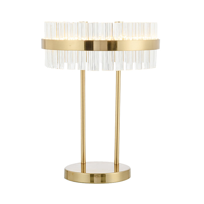 Modernism Drum Table Light Hand-Cut Crystal LED Small Desk Lamp in Gold for Bedroom Clearhalo 'Lamps' 'Table Lamps' Lighting' 415346