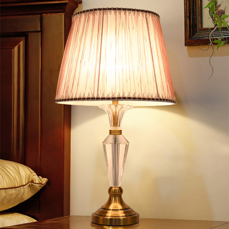 1 Head Living Room Desk Lamp Modernism Pink Table Light with Conical Fabric Shade Clearhalo 'Lamps' 'Table Lamps' Lighting' 415355