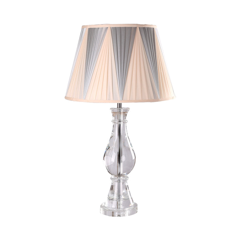 Vase Fabric Task Lighting Modernism Hand-Cut Crystal 1 Bulb Reading Lamp in Beige Clearhalo 'Lamps' 'Table Lamps' Lighting' 415438