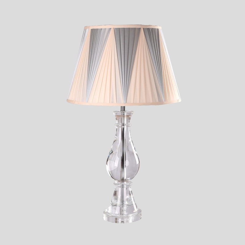Vase Fabric Task Lighting Modernism Hand-Cut Crystal 1 Bulb Reading Lamp in Beige Clearhalo 'Lamps' 'Table Lamps' Lighting' 415439