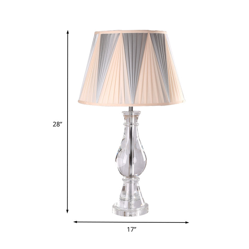 Vase Fabric Task Lighting Modernism Hand-Cut Crystal 1 Bulb Reading Lamp in Beige Clearhalo 'Lamps' 'Table Lamps' Lighting' 415440