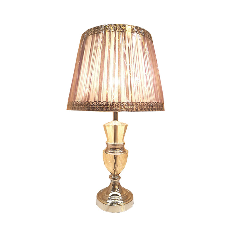 Pink Curvy Table Lamp Nordic 1 Head Faceted Crystal Desk Light with Fabric Shade Clearhalo 'Lamps' 'Table Lamps' Lighting' 415488