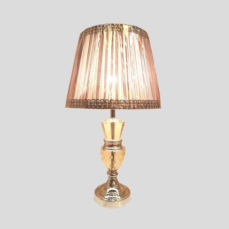 Pink Curvy Table Lamp Nordic 1 Head Faceted Crystal Desk Light with Fabric Shade Clearhalo 'Lamps' 'Table Lamps' Lighting' 415489