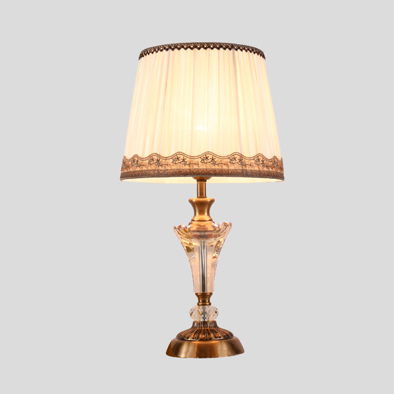 Contemporary 1 Head Table Light White Tapered Drum Small Desk Lamp with Fabric Shade Clearhalo 'Lamps' 'Table Lamps' Lighting' 415509