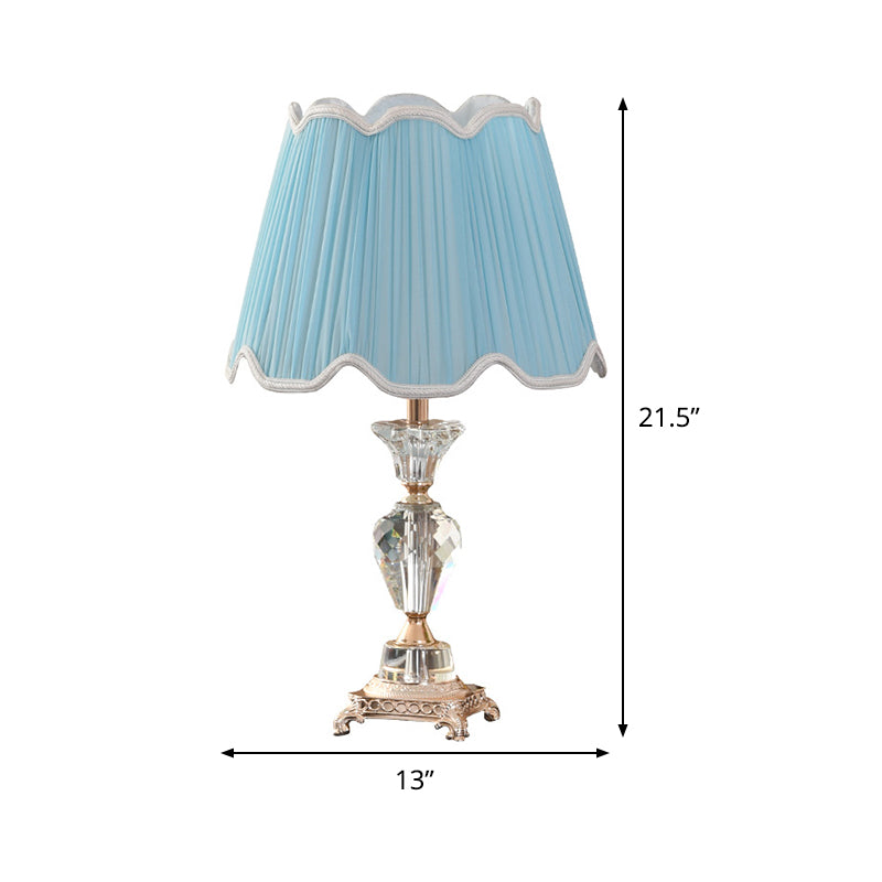 Fabric Cone Table Light Modern 1 Head Desk Lamp in Blue with Sculpted Bronze Metal Base Clearhalo 'Lamps' 'Table Lamps' Lighting' 415573