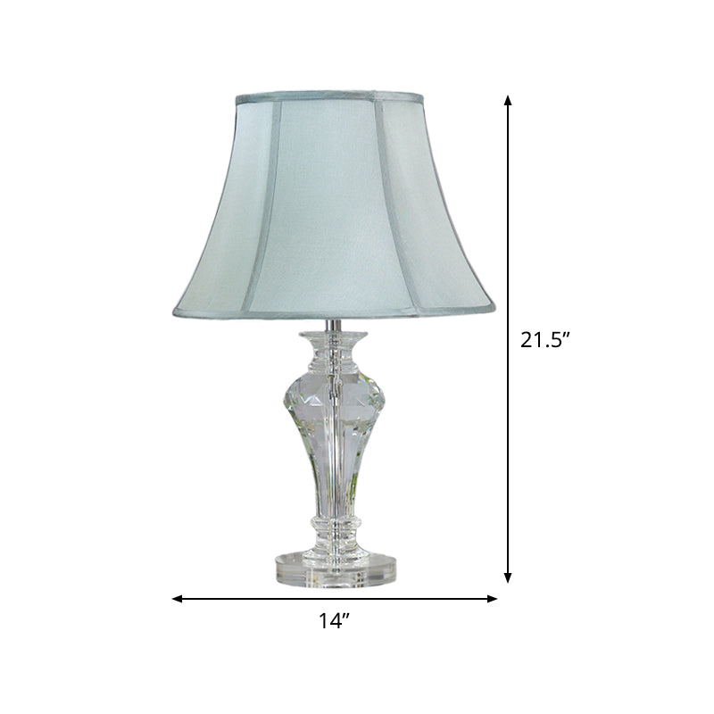 Vase Shape Table Lamp Modern Beveled Crystal 1 Head Blue Reading Light, 21.5