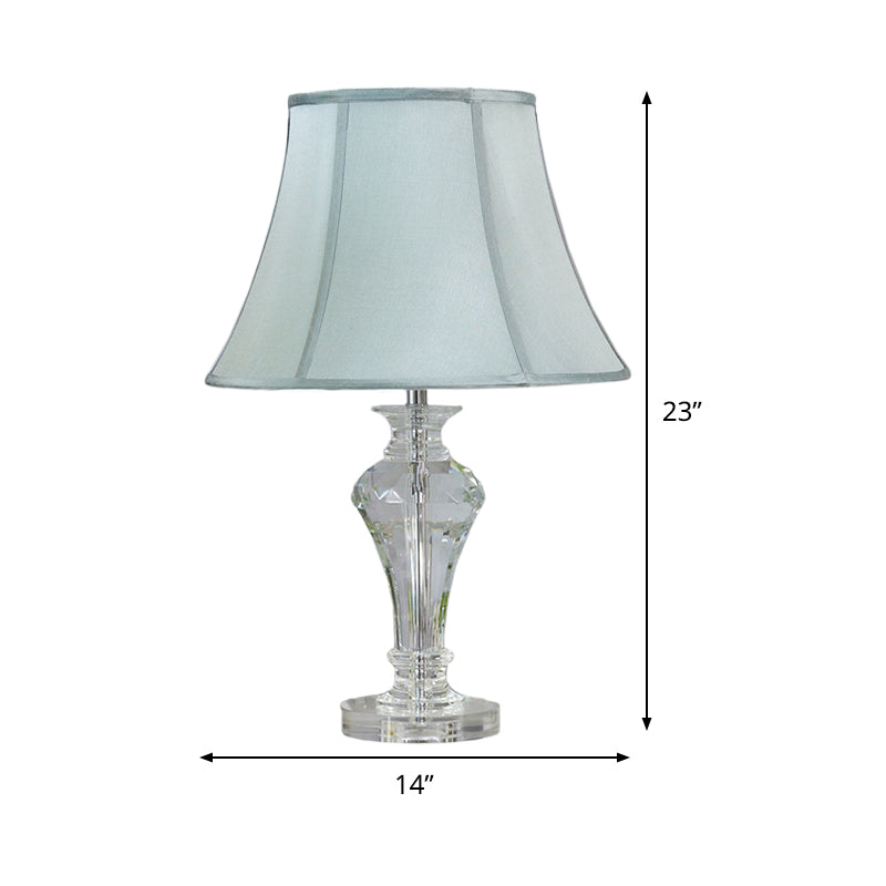 Vase Shape Table Lamp Modern Beveled Crystal 1 Head Blue Reading Light, 21.5