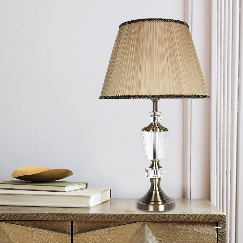 Fabric Barrel Shade Table Light Modernist 1 Head Beige Small Desk Lamp for Bedside Clearhalo 'Lamps' 'Table Lamps' Lighting' 415677