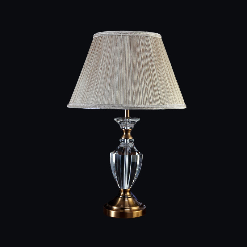 Contemporary 1 Head Desk Light Beige Wide Flare Night Table Lamp with Fabric Shade Clearhalo 'Lamps' 'Table Lamps' Lighting' 415758