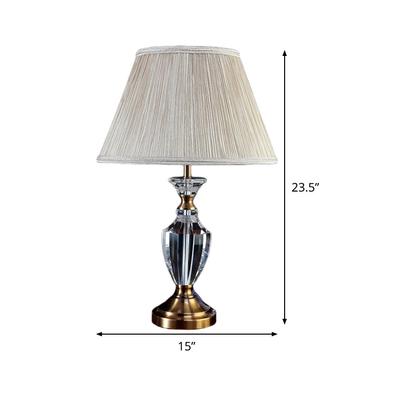 Contemporary 1 Head Desk Light Beige Wide Flare Night Table Lamp with Fabric Shade Clearhalo 'Lamps' 'Table Lamps' Lighting' 415759