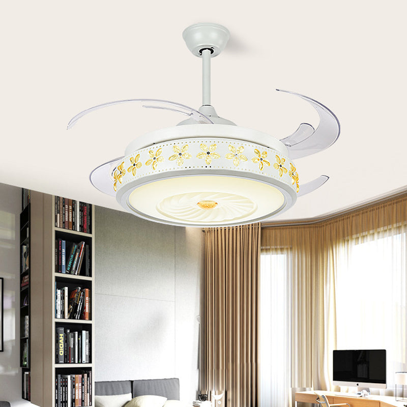 Metal White Fan Lamp Circle LED 42