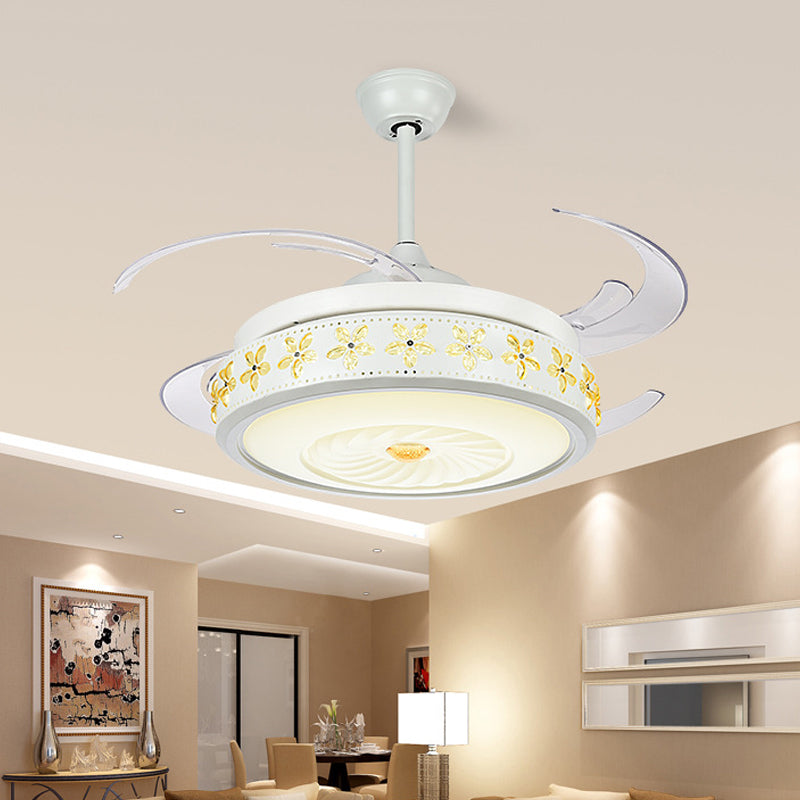 Metal White Fan Lamp Circle LED 42