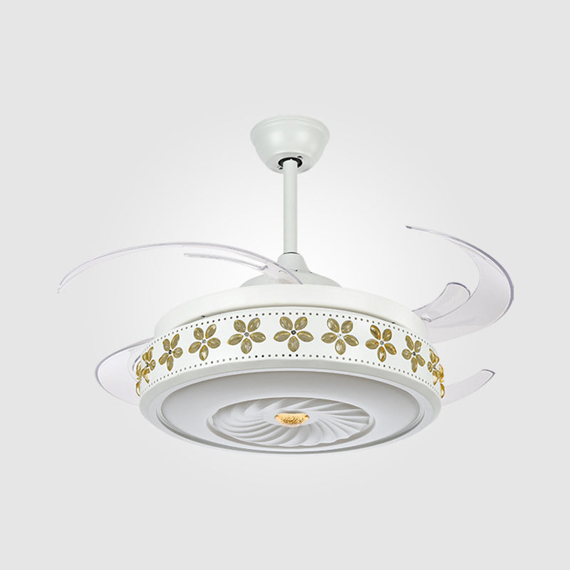 Metal White Fan Lamp Circle LED 42