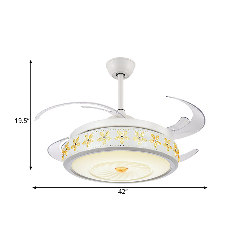 Metal White Fan Lamp Circle LED 42