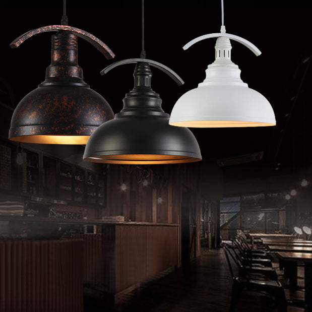 Industrial Bowl Shade Pendant Lighting 1 Light Metal Suspension Light with 39