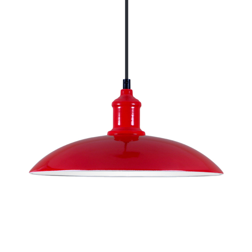 Green/Red Bowl Hanging Lamp Industrial Metal 1 Light Living Room Ceiling Pendant Light, 12.5