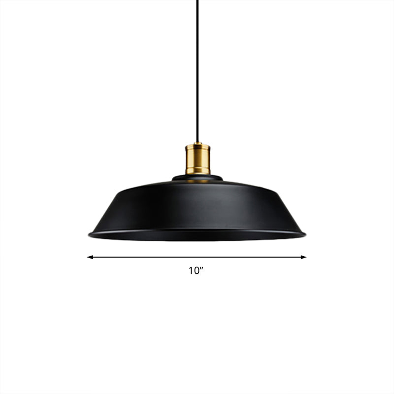 Barn Living Room Pendant Light Retro Metallic 1 Light Black Finish Ceiling Hanging Lamp, 10