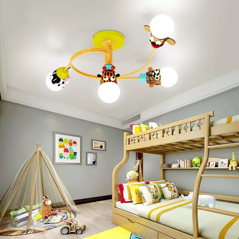 Twist Arm Semi Flushmount Light with Animal Modern Metal LED Ceiling Lamp for Office Clearhalo 'Ceiling Lights' 'Close To Ceiling Lights' 'Close to ceiling' 'Semi-flushmount' Lighting' 42870