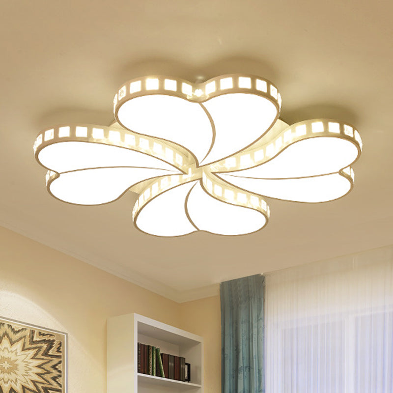 White Petal Flush Ceiling Light Contemporary Metal 20.5