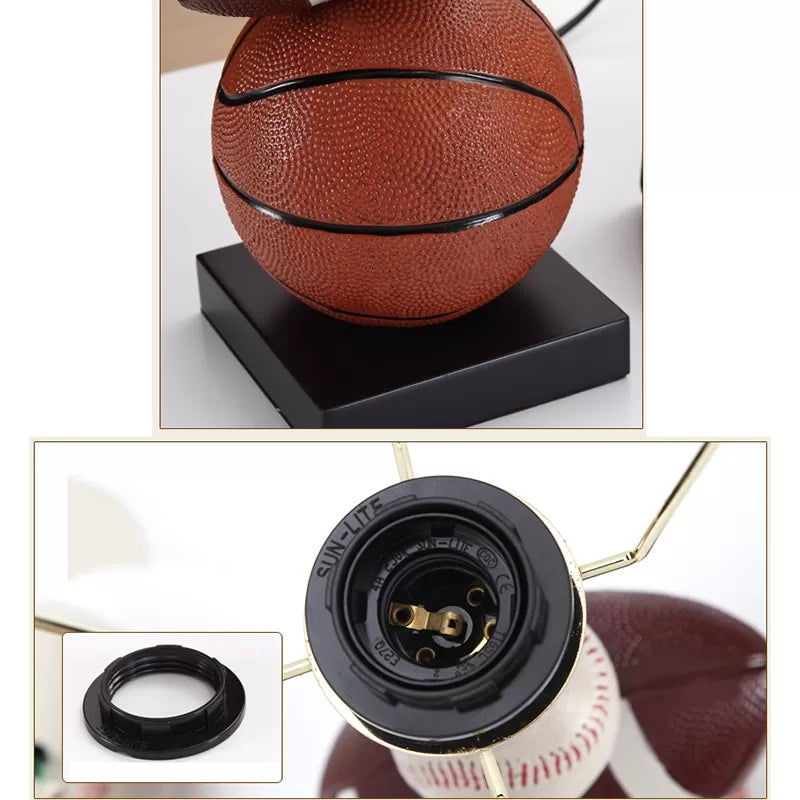 Resin Basketball Reading Light with Fabric Shade Boys Bedroom 1 Bulb Sports Style Desk Lamp Clearhalo 'Lamps' 'Table Lamps' Lighting' 44625