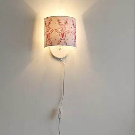 Kids Undertint Wall Light Drum Shape One Light Fabric Wall Lamp for Stair Hallway Clearhalo 'Art deco wall lights' 'Cast Iron' 'Glass' 'Industrial' 'Middle century wall lights' 'Modern' 'Tiffany wall lights' 'Tiffany' 'Traditional wall lights' 'Wall Lamps & Sconces' 'Wall Lights' Lighting' 45049