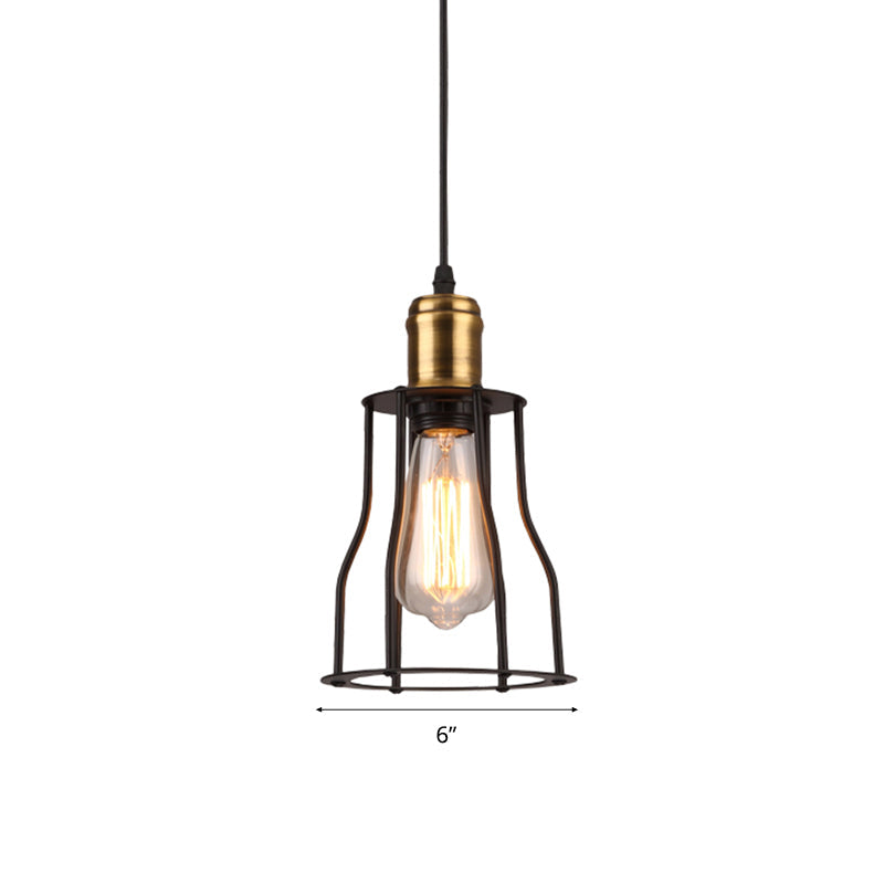 Industrial Mini Suspended Light with Wire Cage 1 Bulb Metal Pendant Lamp in Bronze/Brass for Living Room Clearhalo 'Art Deco Pendants' 'Cast Iron' 'Ceiling Lights' 'Ceramic' 'Crystal' 'Industrial Pendants' 'Industrial' 'Metal' 'Middle Century Pendants' 'Pendant Lights' 'Pendants' 'Tiffany' Lighting' 45170