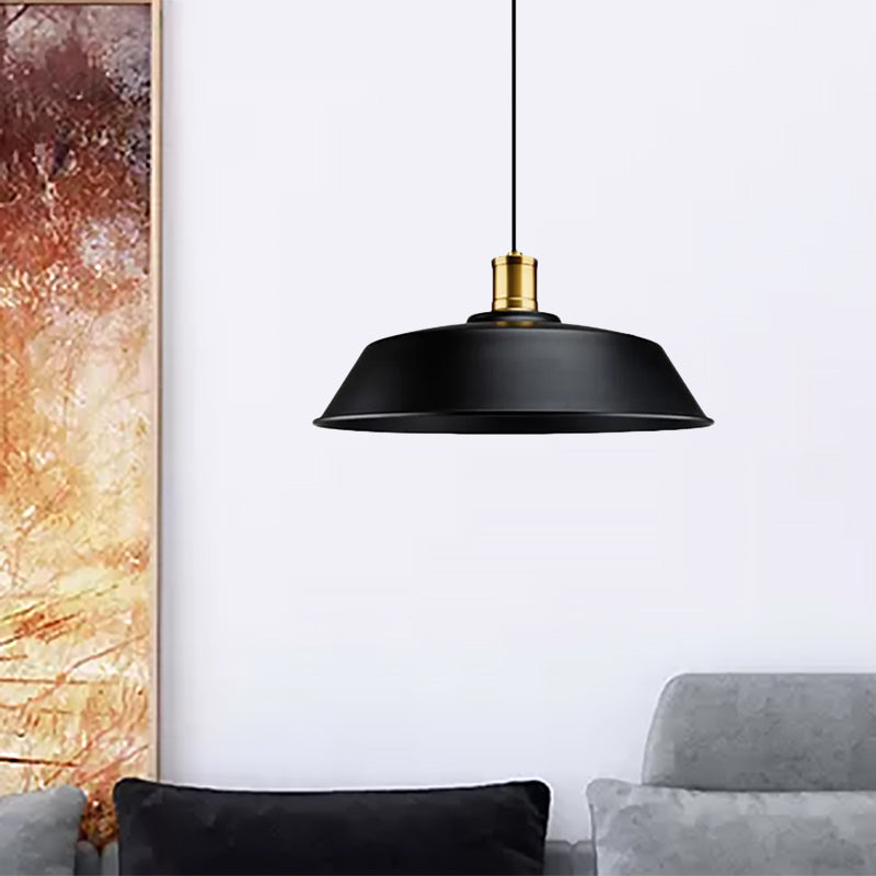 Barn Living Room Pendant Light Retro Metallic 1 Light Black Finish Ceiling Hanging Lamp, 10