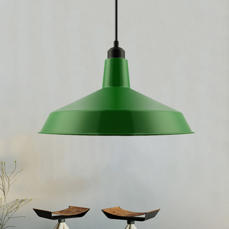 Green Barn Shade Ceiling Pendant Vintage Style Metal 1 Head Living Room Ceiling Fixture with Cord/Downrods Clearhalo 'Art Deco Pendants' 'Cast Iron' 'Ceiling Lights' 'Ceramic' 'Crystal' 'Industrial Pendants' 'Industrial' 'Metal' 'Middle Century Pendants' 'Pendant Lights' 'Pendants' 'Tiffany' Lighting' 460263