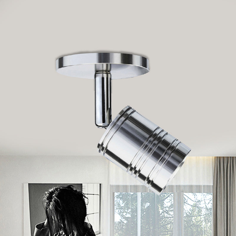 Polished Chrome Cylinder Wall Lighting Loft Style Metal 1 Light Bedside Adjustable Sconce Lamp Clearhalo 'Art deco wall lights' 'Cast Iron' 'Glass' 'Industrial wall lights' 'Industrial' 'Middle century wall lights' 'Modern' 'Rustic wall lights' 'Tiffany' 'Traditional wall lights' 'Wall Lamps & Sconces' 'Wall Lights' Lighting' 460278