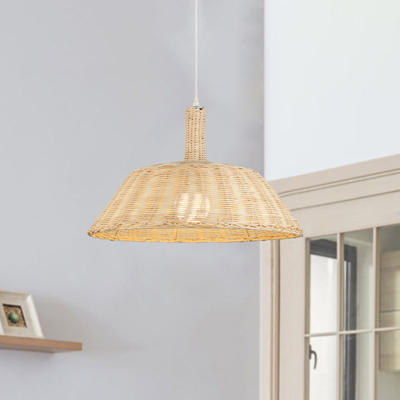 Country Style Hand-Woven Pendant Lighting with Barn Shade Rattan 15