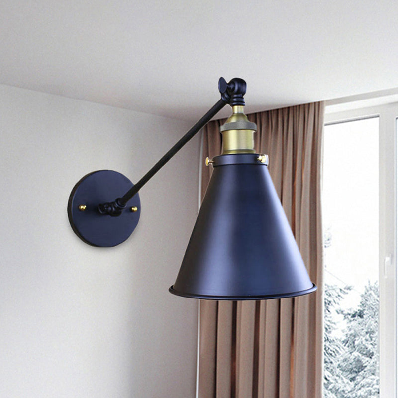 Black Finish Conical Wall Sconce Light Retro Stylish Metal 1 Head Corridor Wall Lighting, 2 Packs Clearhalo 'Art deco wall lights' 'Cast Iron' 'Glass' 'Industrial wall lights' 'Industrial' 'Middle century wall lights' 'Modern' 'Rustic wall lights' 'Tiffany' 'Traditional wall lights' 'Wall Lamps & Sconces' 'Wall Lights' Lighting' 460764