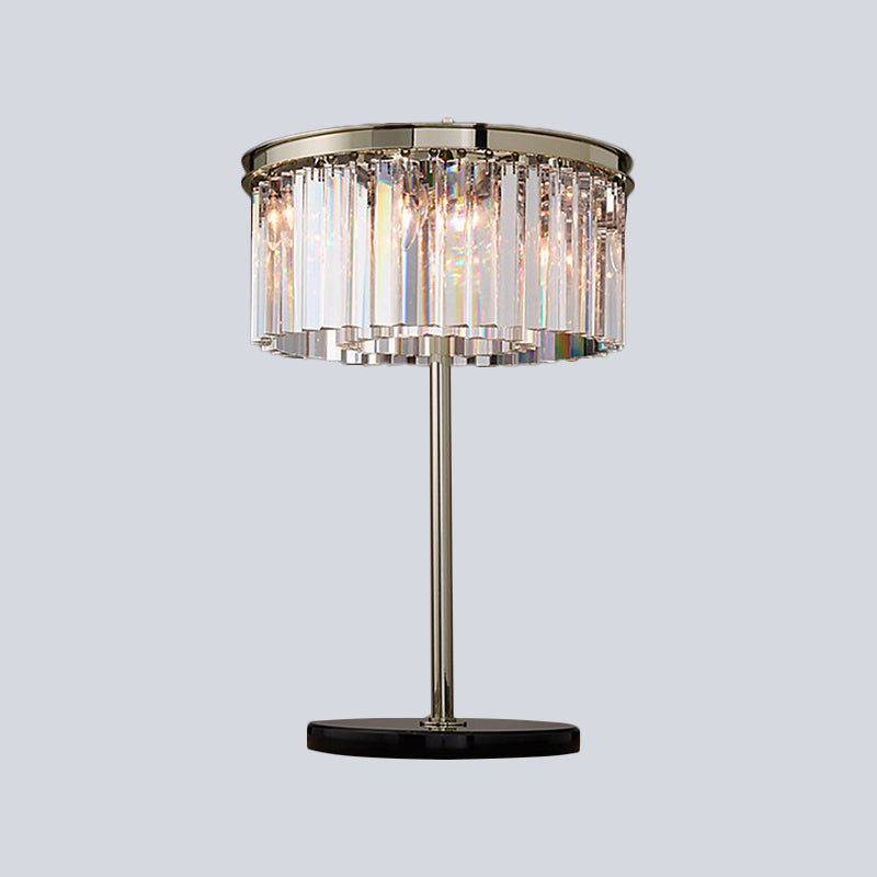 Cylindrical Living Room Desk Light Smoke Gray/Chrome Crystal LED Modernism Night Table Lamp Clearhalo 'Lamps' 'Table Lamps' Lighting' 465129