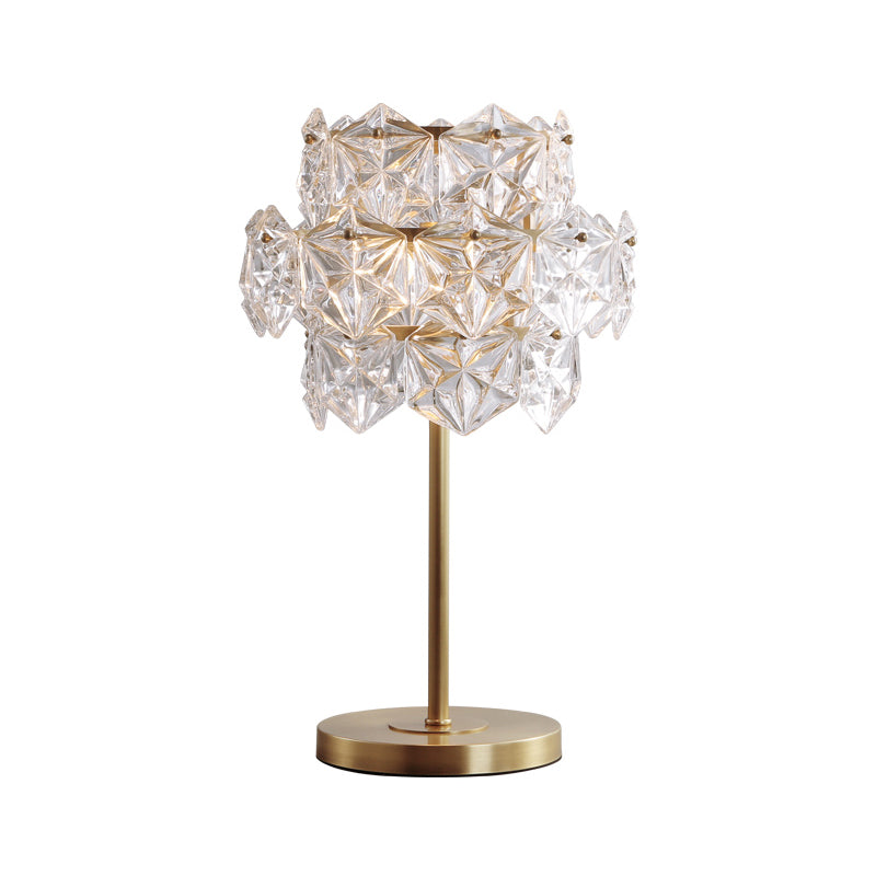 Contemporary Hexagonal Task Lighting Ice Flower Crystal 6 Heads Reading Lamp in Gold Clearhalo 'Lamps' 'Table Lamps' Lighting' 465209