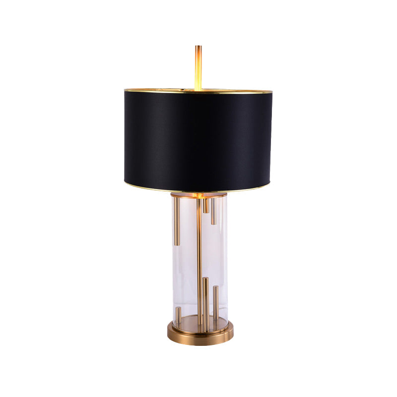 Contemporary 1 Bulb Table Light Black Cylindrical Small Desk Lamp with Fabric Shade Clearhalo 'Lamps' 'Table Lamps' Lighting' 465331