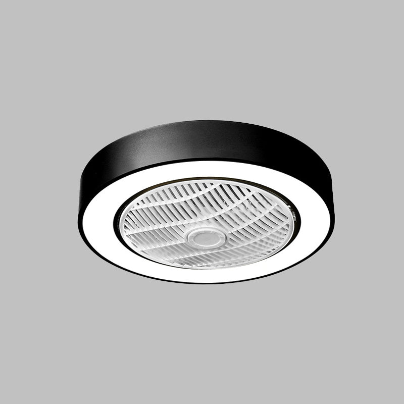 Modern Circular Fan Light LED Acrylic Semi Flush Mount Fixture in Black/White with 3 Clear Blades, 21.5