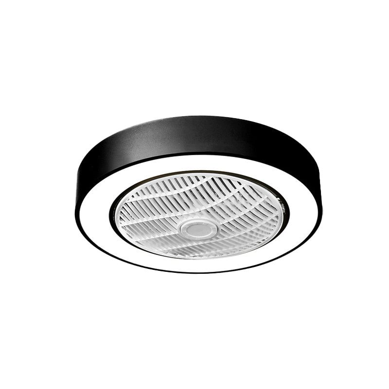 Modern Circular Fan Light LED Acrylic Semi Flush Mount Fixture in Black/White with 3 Clear Blades, 21.5